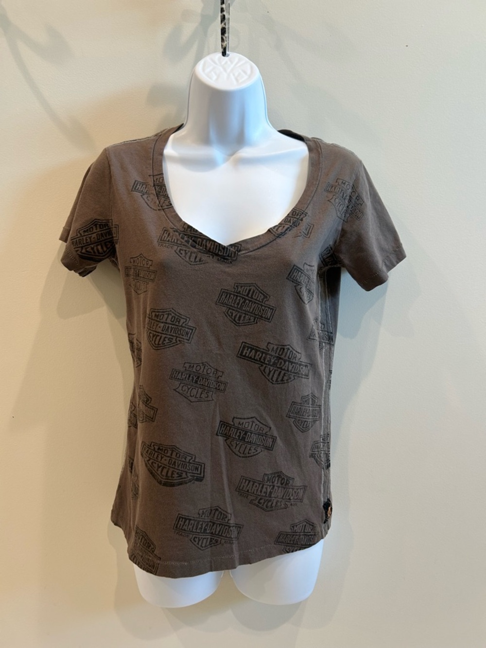 Harley-Davidson Women’s Brown & Black Short Sleeve Logo Tee Size Large